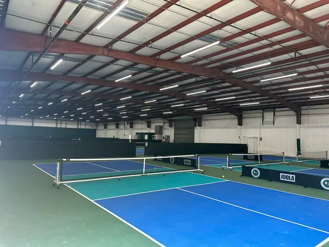 New LED lighting installed over indoor pickleball courts